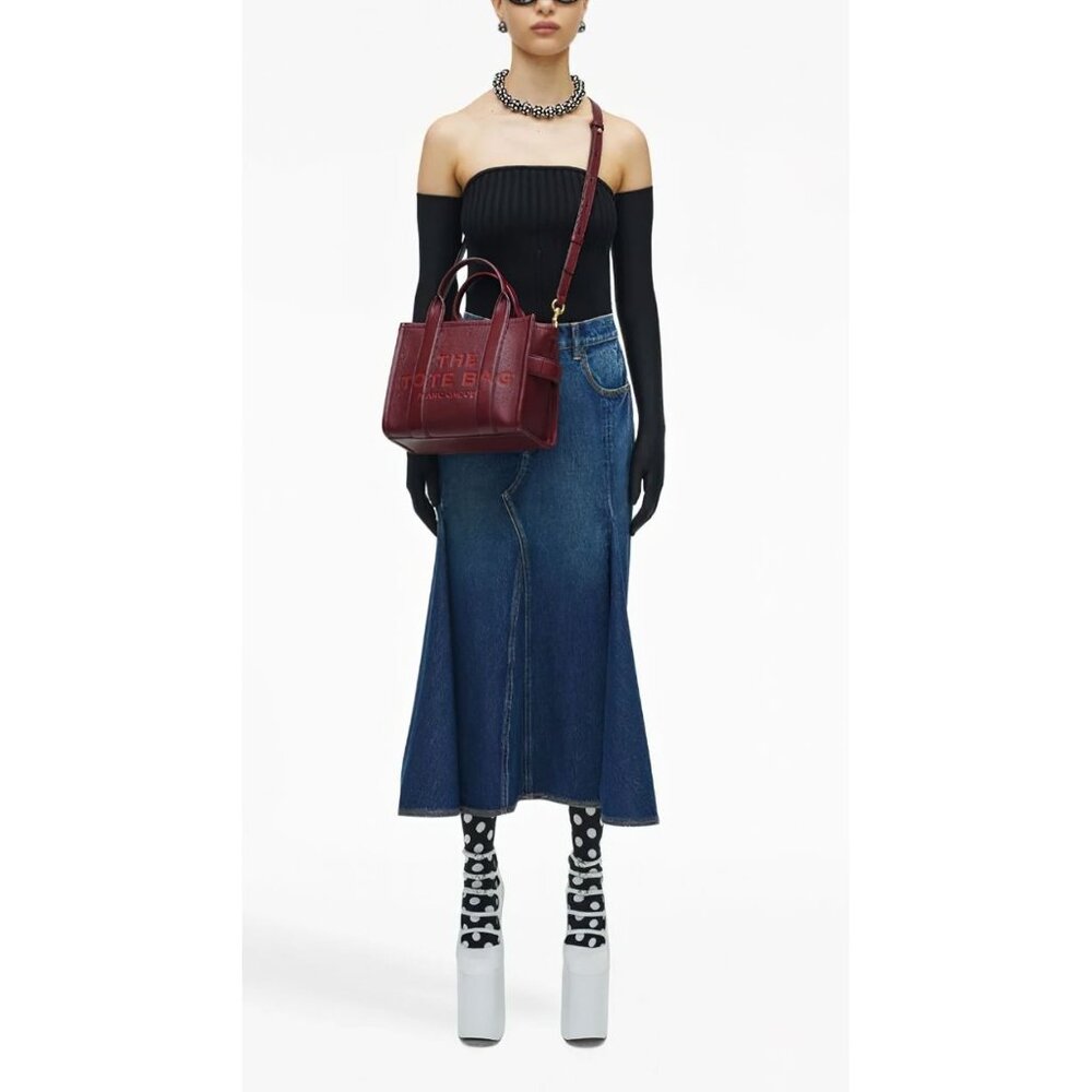 Marc Jacobs Women's The Small Leather Tote Bag Dark Red OS - Picture 2 of 16